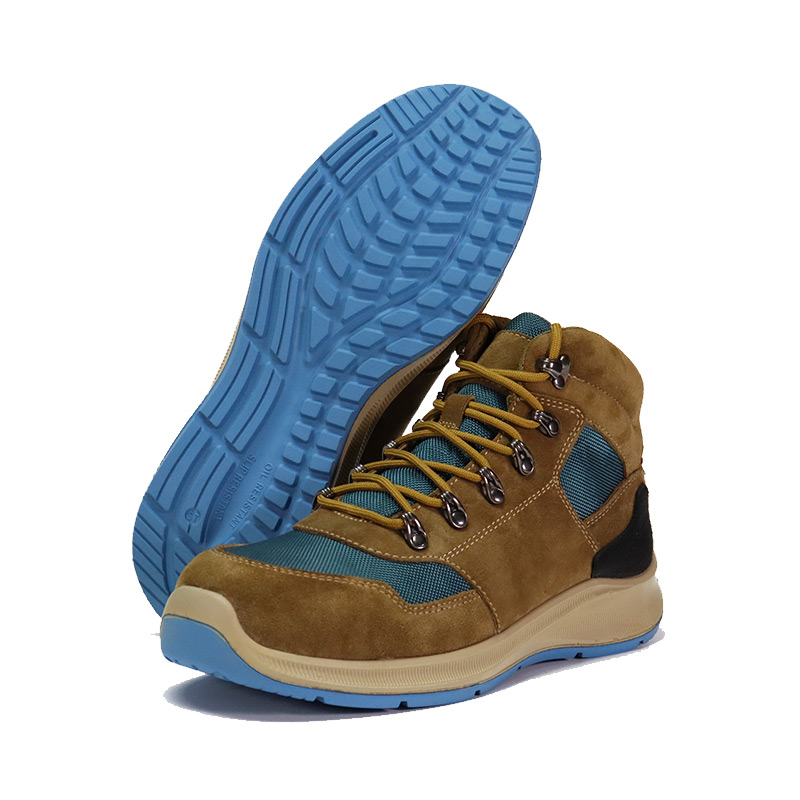 Chaussures de travail en tissu de nylon et suède à semelle extérieure en caoutchouc