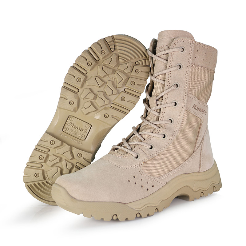 Bottes de combat en cuir suédé souple avec fermeture éclair YKK